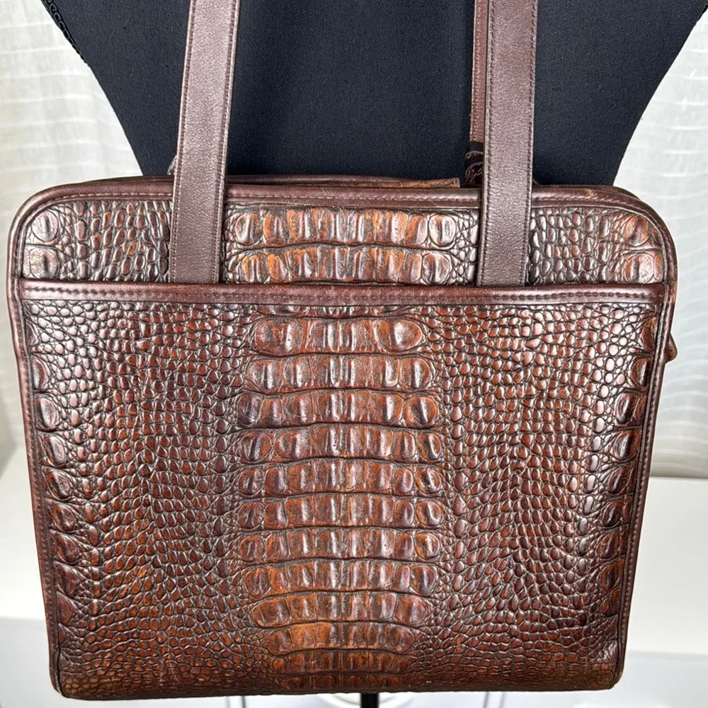 Vintage Brighton Leather /Faux Aligátor Structure Handbag Purse Travel Shoulder